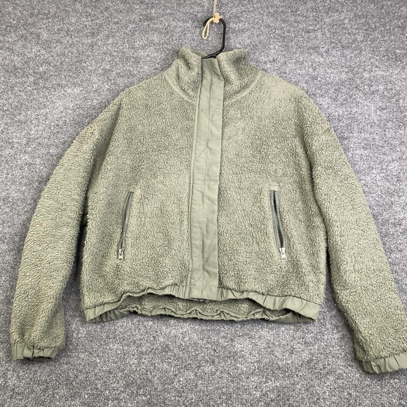 Vuori Jackets & Blazers - Vuori Sherpa Fleece Jacket Womens Medium Green Full Zip Lined Pockets Cozy
